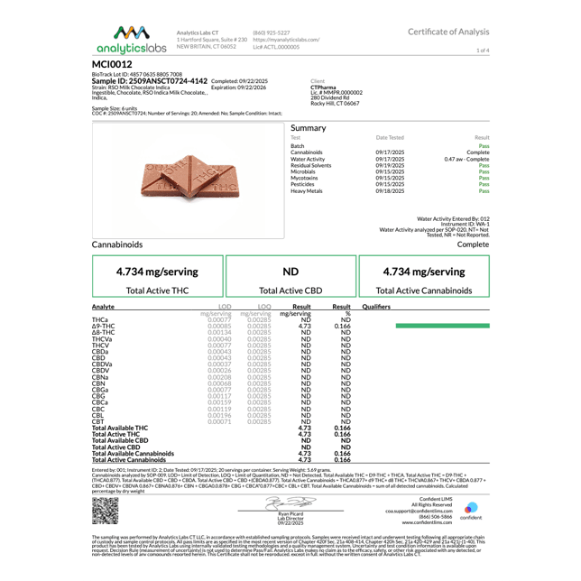 Encore - Milk (I) RSO Chocolate (9.46mg 10pk) C0020026347 - Image 3