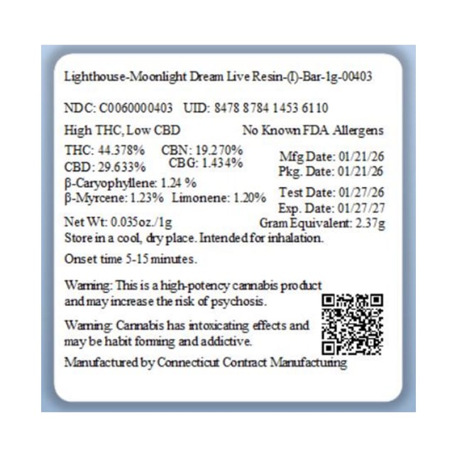 Lighthouse - Moonlight Dream (I) Live Resin Disposable Vape (1g) C0060000403 - Image 2