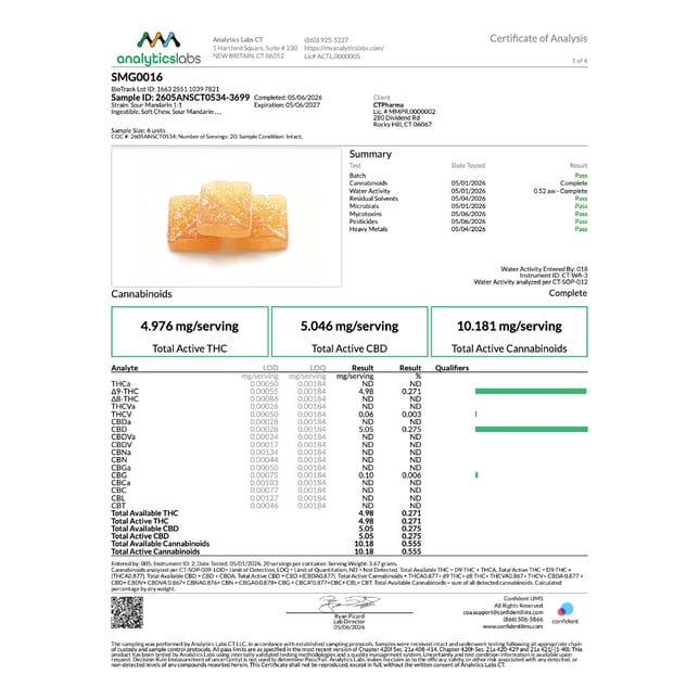 Encore - Sour Mandarin (I) RSO Gummies (9.96mg THC 10.1mg CBD 10pk) C0020027192 - Image 3