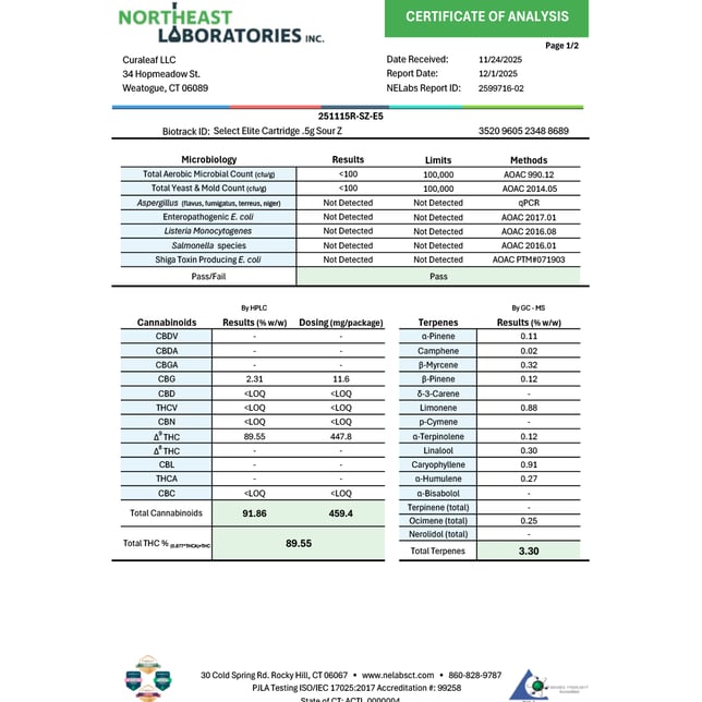 Select Sour Z (S) Elite Vape Cartridge C0030001259 - Image 4 Select Sour Z (S) Elite Vape Cartridge C0030001259 - Image 4