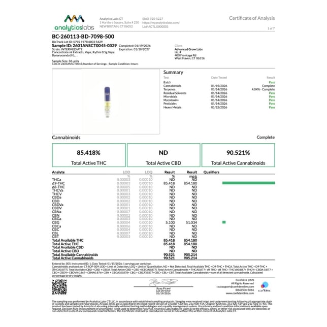 Rythm  Bananaconda (H) Vape Cartridge  C0010001239 - Image 4