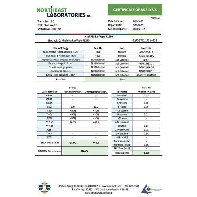 Theraplant  Hash Marker (I) Vape Cartridge  C0040001280 - Image 3