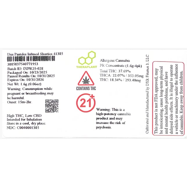 Theraplant - Dos Pasteles (I) Infused Shorties 4pk (1.6g) C0040001385 - Image 2 Theraplant - Dos Pasteles (I) Infused Shorties 4pk (1.6g) C0040001385 - Image 2