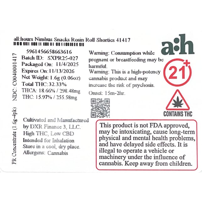 all:hours - Nimbus Snacks (S) Rosin Roll Shorties 4pk (1.6g) C0040001417 - Image 2