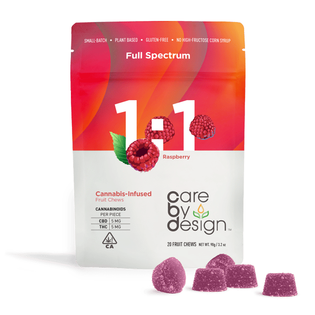 1:1 Raspberry Gummies [20pk] (100mg CBD/100mg THC) - Image 1