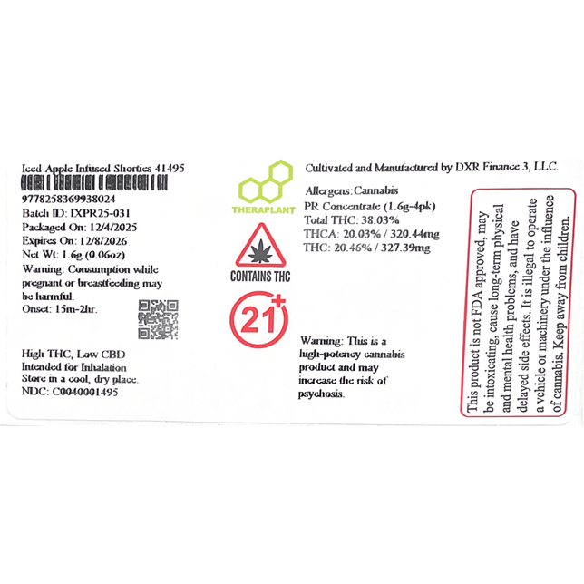 Theraplant - Iced Apple (I) Infused Shorties 4pk (1.6g) C0040001495 - Image 2