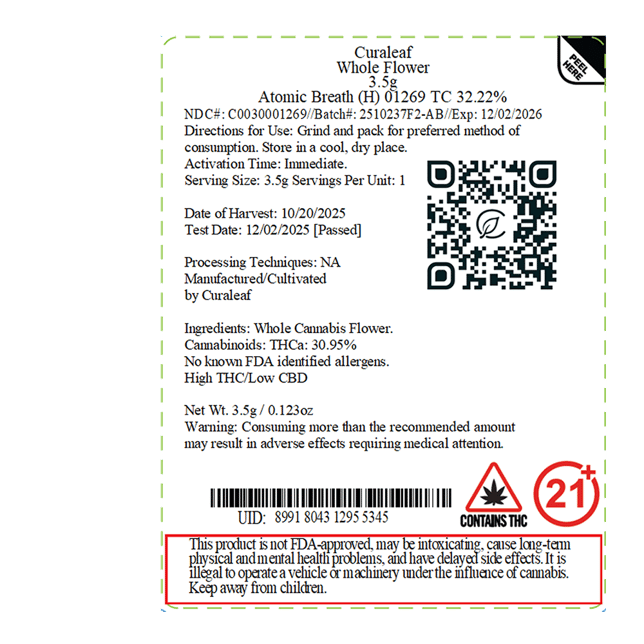 Curaleaf - Atomic Breath (H) Flower  C0030001269 - Image 2