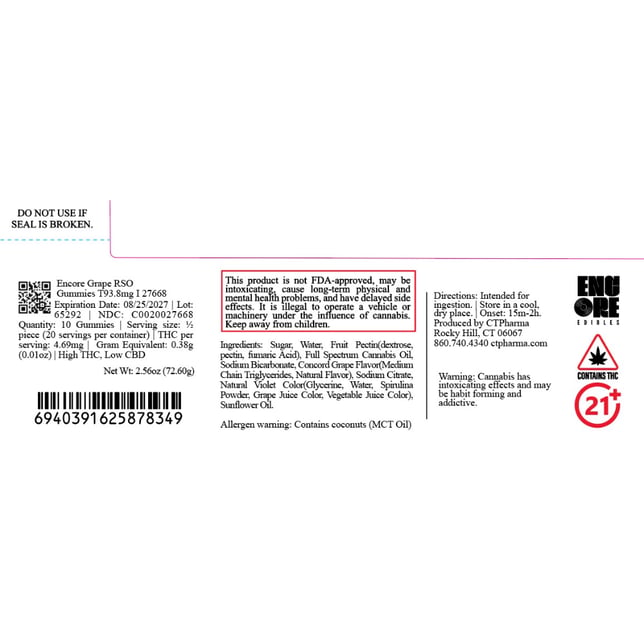 Encore - Grape (I) RSO Gummies (9.38mg 10pk) C0020027668 - Image 2