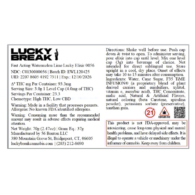 Lucky Break - Watermelon Lime (H) Fast Acting Lucky Elixir (70g) C0130000056 - Image 2