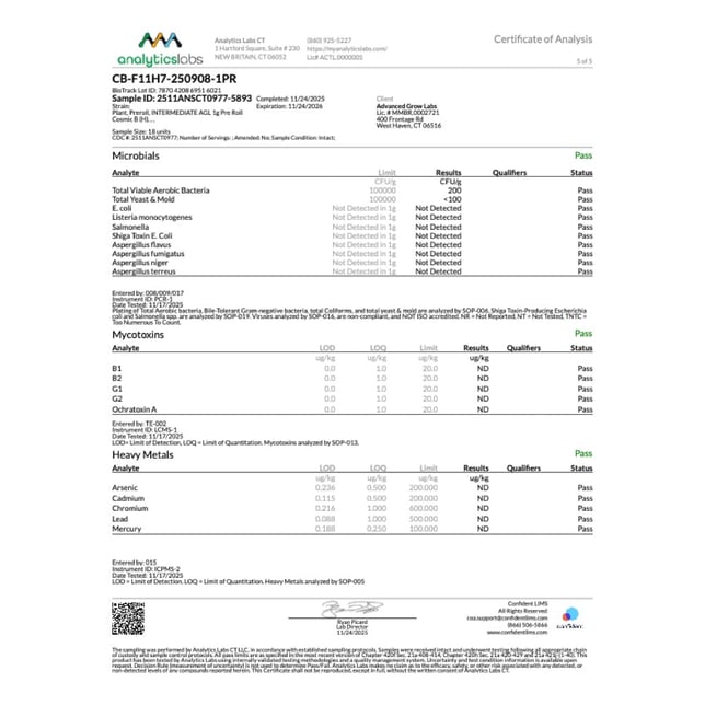 AGL - Cosmic B (H) 1g Pre-Roll 1pk (1g) C0010001106 - Image 8 AGL - Cosmic B (H) 1g Pre-Roll 1pk (1g) C0010001106 - Image 8