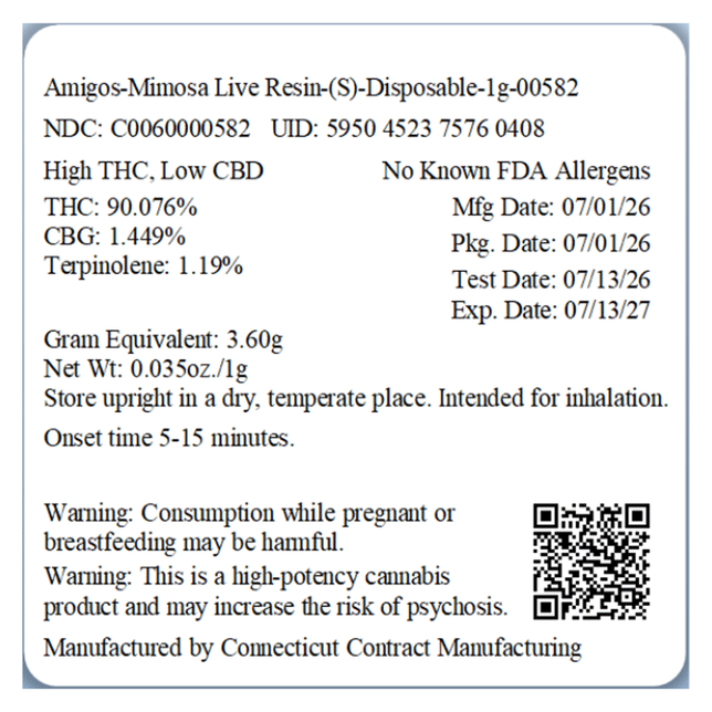 Amigos - Mimosa (S) Live Resin Disposable Vape (1g) C0060000582 - Image 5