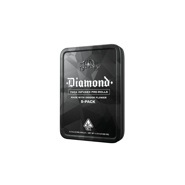 White Fire OG 43 x ZBX Diamond THCA-Infused Pre-Rolls - 2.5G 5-Pack - Image 3