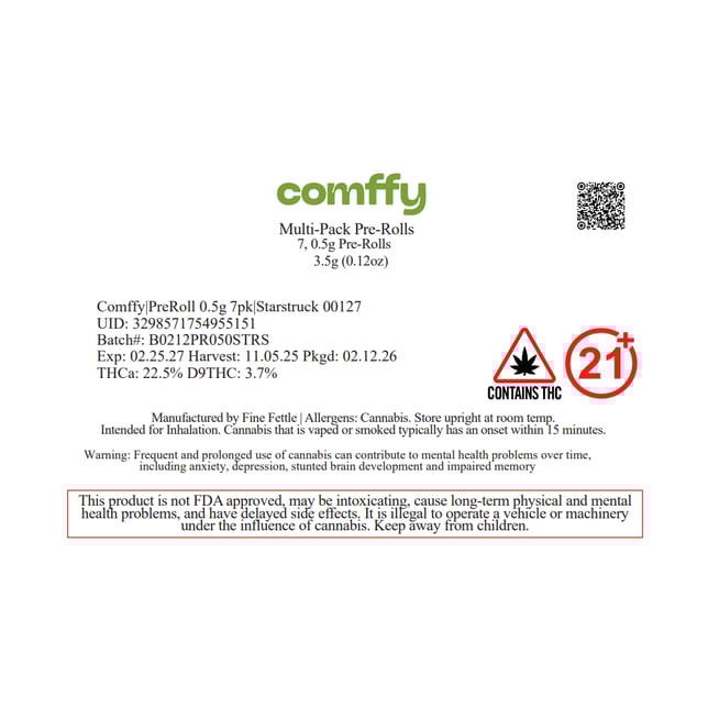 Comffy - Starstruck (I) 0.5g Pre-Roll 7pk (3.5g) C0140000127 - Image 2