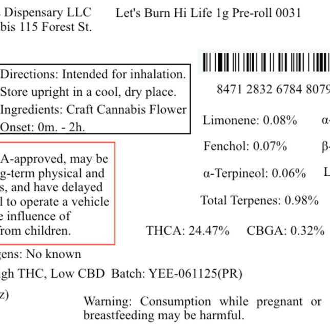 Let's Burn - Hi Life (S) 1g Pre-Roll 1pk (1g) C0200000031 - Image 3
