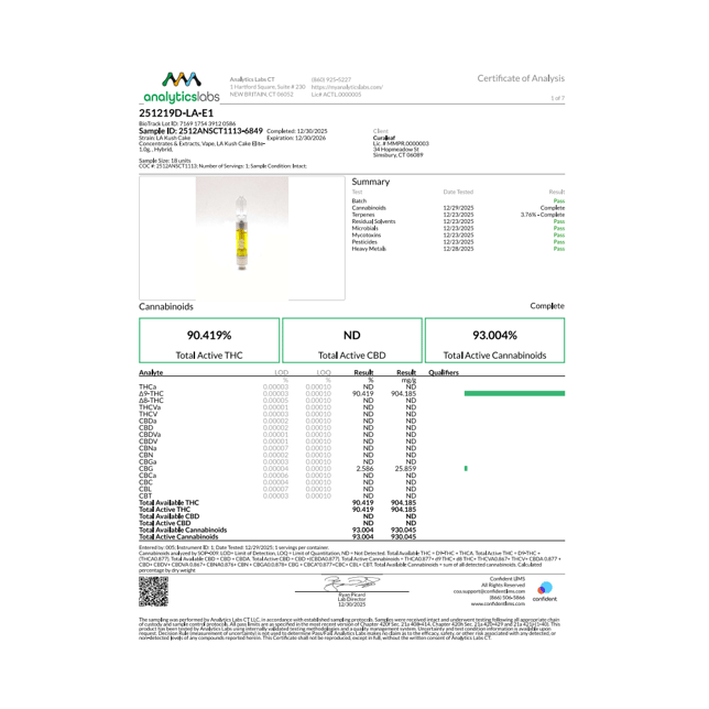 Select  LA Kush C (H) Elite Vape Cartridge  C0030001360 - Image 4