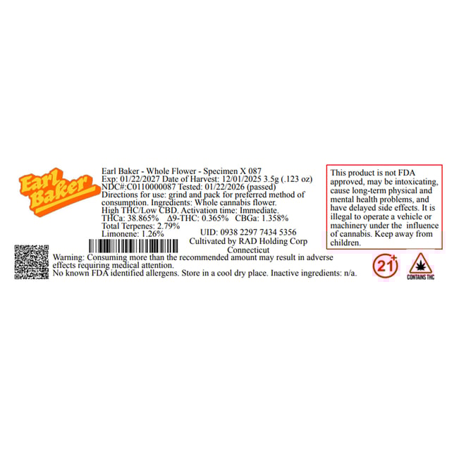 Earl Baker - Specimen X (H) Flower  C0110000087 - Image 3