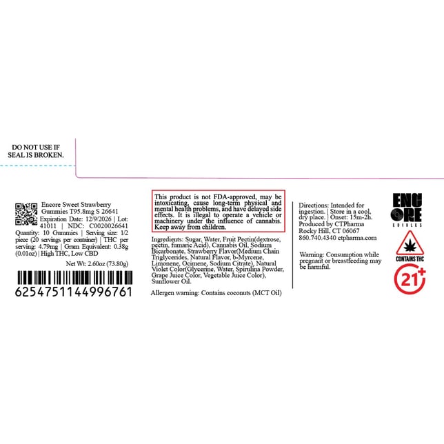 Encore - Sweet Strawberry (S) Gummies (9.58mg 10pk) C0020026641 - Image 2