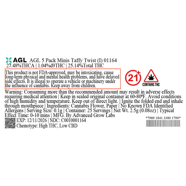AGL - Taffy Twist (I) 0.5g Pre-Rolls 5pk (2.5g) C0010001164 - Image 3