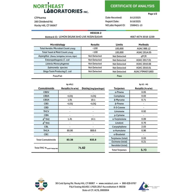 CTPharma  Lemon Skunk (S) BHO Live Resin Sugar  C0020026235 - Image 3