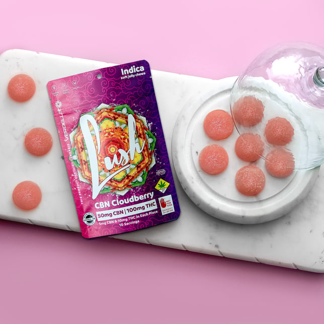 Gummies Lush Cloudberry 2:1 Jellies (Deep Sleep) (DOHC) Edibles- 10pk 50mg CBN | 100mg THC - Image 2