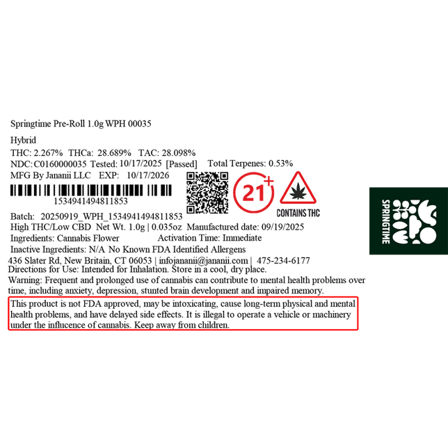 Springtime - WPH (H) 1g Pre-Roll 1pk (1g) C0160000035 - Image 2