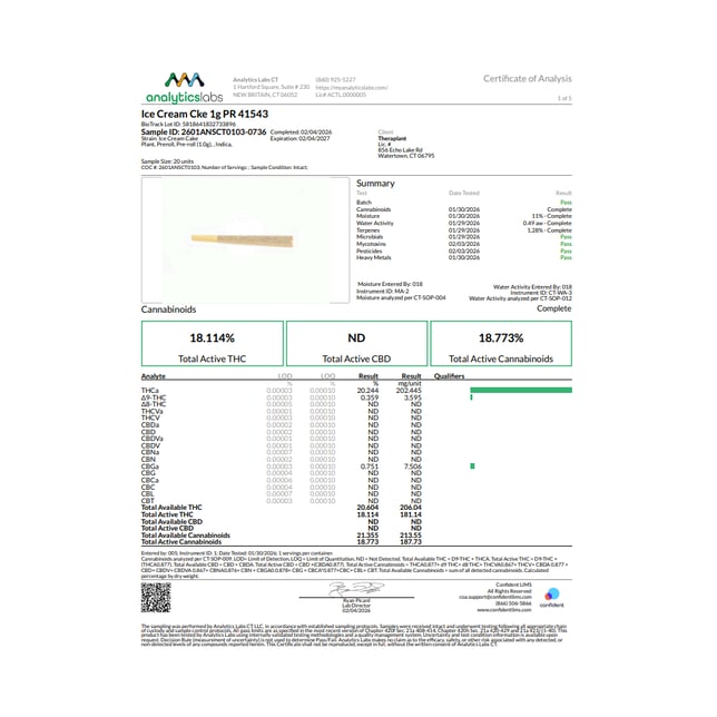 Theraplant - Ice Cream CKE (I) 1g Pre-Roll 1pk (1g) C0040001543 - Image 3