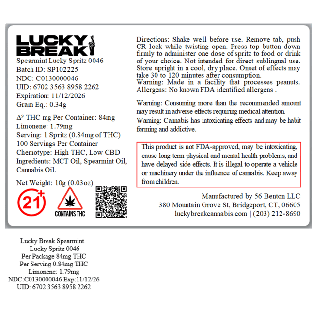 Lucky Break - Spearmint (H) Lucky Spritz (10g) C0130000046 - Image 2