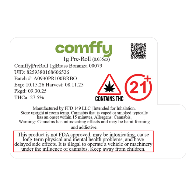 Comffy - Brass Bonanza (S) 1g Pre-Roll 1pk (1g) C0140000079 - Image 2