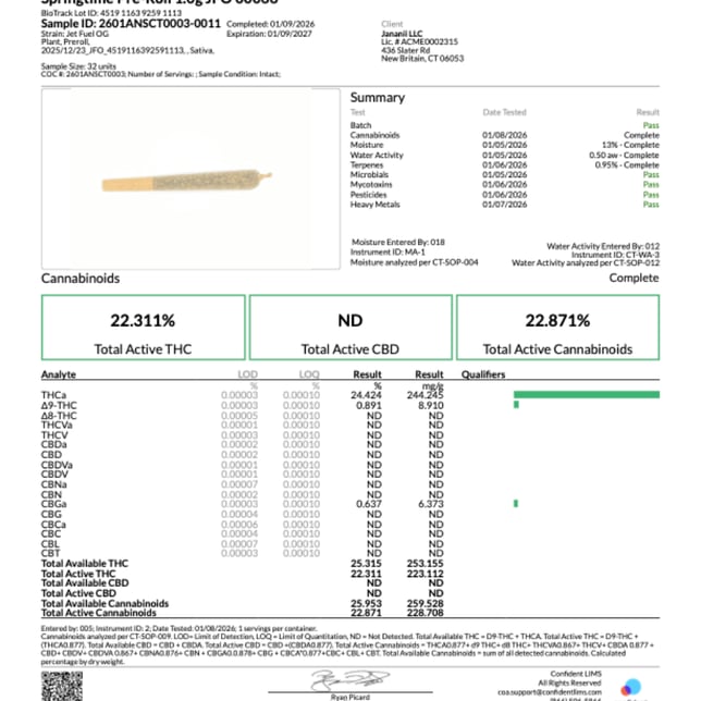 Springtime - JFO (S) 1g Pre-Roll 1pk (1g) C0160000066 - Image 3