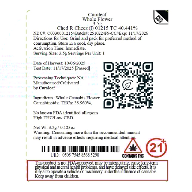 Curaleaf - Ched R Cheez (I) Flower C0030001239 - Image 4 Curaleaf - Ched R Cheez (I) Flower C0030001239 - Image 4