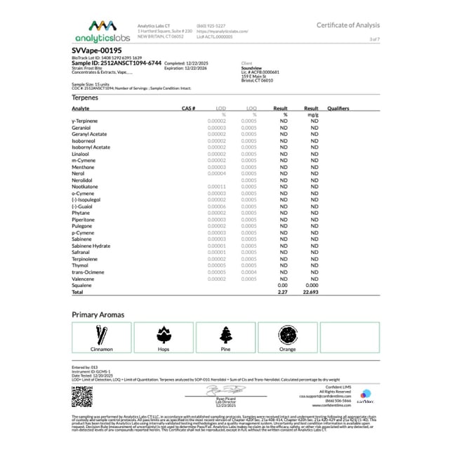 SoundView - Frost Bite (I) Live Resin Disposable Vape (1g) C0080000195 - Image 5