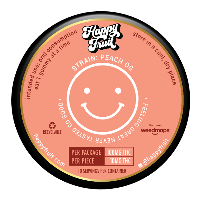 Happy Fruit Peach Paradise [10pk] (100mg) | Klover Dispensary San