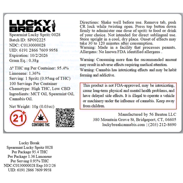 Lucky Break - Spearmint (H) Lucky Spritz (10g) C0130000028 - Image 2