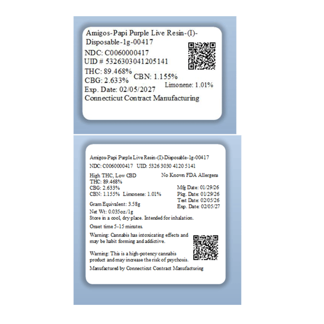 Amigos - Papi Purple (I) Live Resin Disposable Vape (1g) C0060000417 - Image 5