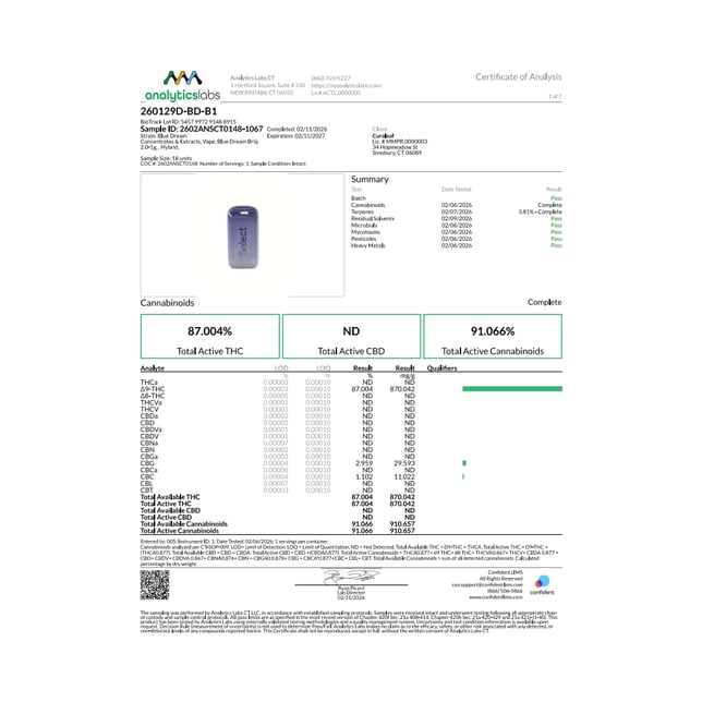 Select - Blue Dream (H) BRIQ Legacy Series Disposable Vape (1g) C0030001489 - Image 3