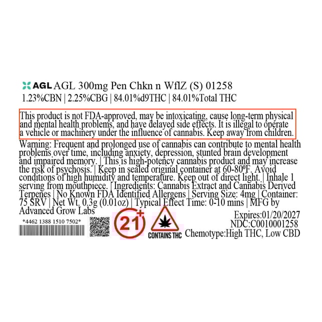 AGL - Chkn n WflZ (S) Disposable Vape (0.3g) C0010001258 - Image 3