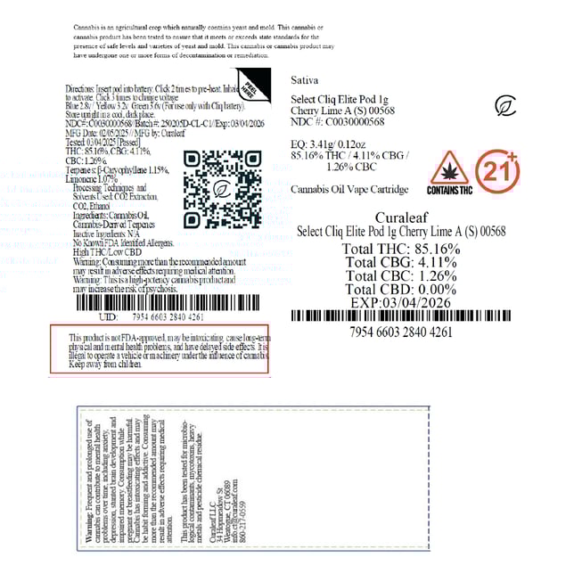 Select Cherry Lime A (S) Cliq Elite Pod C0030000568 - Image 4 Select Cherry Lime A (S) Cliq Elite Pod C0030000568 - Image 4