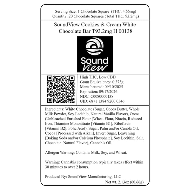SoundView - Cookies & Cream (H) White Chocolate (4.66mg 20pk) C0080000138 - Image 2