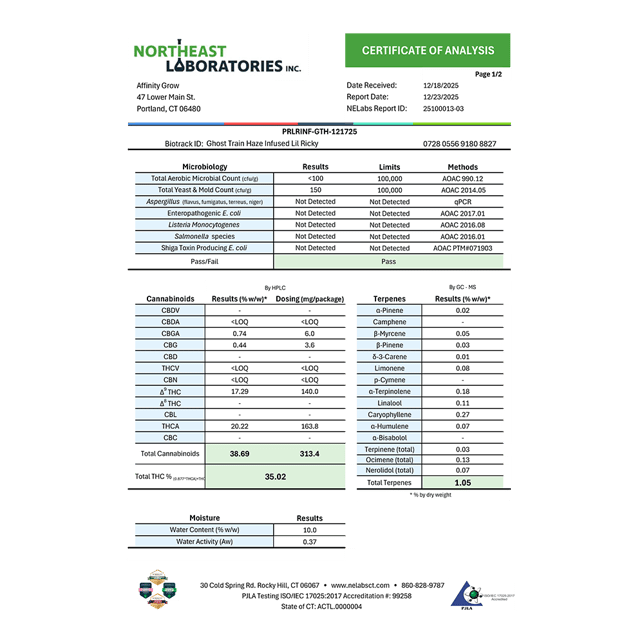 Affinity Grow - Ghost Train Haze (S) Infused Lil' Ricky 0.3g Pre-Rolls 3pk (0.9g) C0090000800 - Image 3