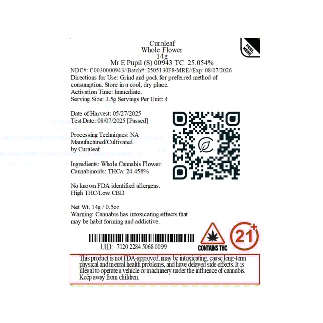 Curaleaf - Mr E Pupil (S) Flower  C0030000943 *NP - Image 3