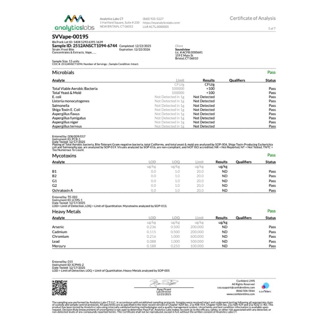 SoundView - Frost Bite (I) Live Resin Disposable Vape (1g) C0080000195 - Image 7