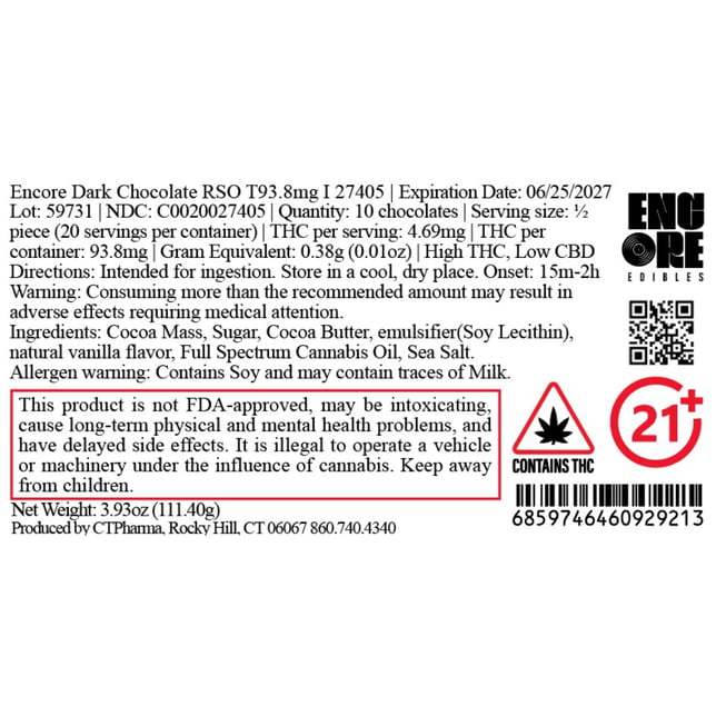 Encore - Dark (I) RSO Chocolate (9.38mg 10pk) C0020027405 - Image 2
