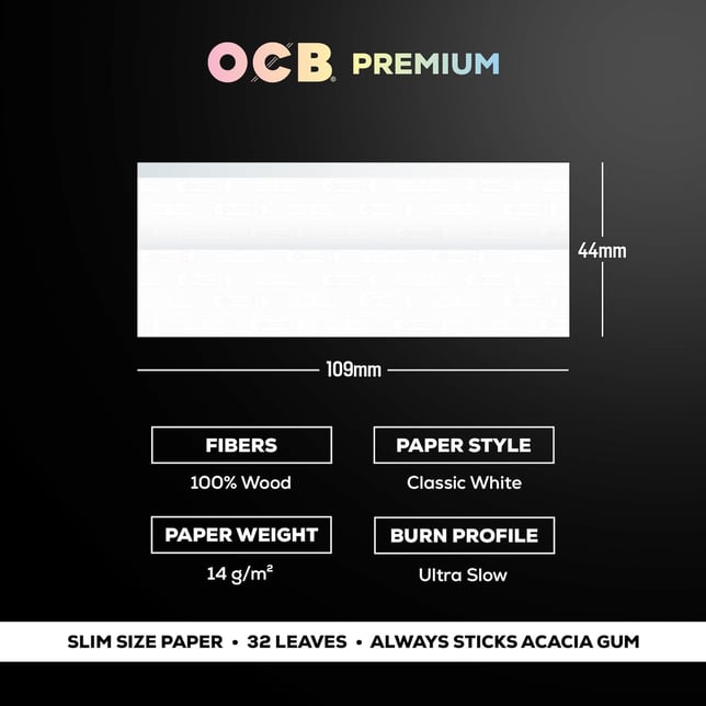 OCB® Premium Rolling Papers - Slim + Tips [32 leaves + 32 tips] - Image 3