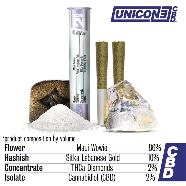 Maui Wowie flower + Lebanese gold hashish + THCa diamonds + cannabidiol (CBD) [.4g] - Image 2