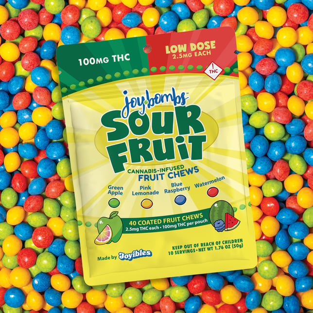 Joy Bombs Sour Fruit - 100mg THC (40pk / 2.5mg THC ea) - Image 1 Joy Bombs Sour Fruit - 100mg THC (40pk / 2.5mg THC ea) - Image 1