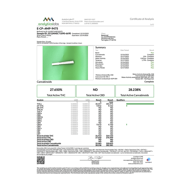 Early Birds - Cherry Parfay (H) 0.4g Pre-Rolls 5pk (2g) C0151000016 - Image 3