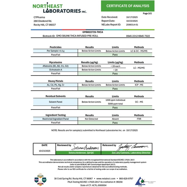 CTPharma - GMO Skunk (I) THCA Infused Pre-Roll 1pk (1g) C0020026480 *NP - Image 4