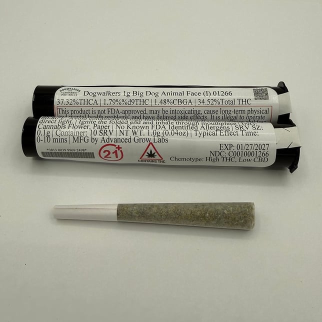 Dogwalkers - Animal Face (I) 1g Pre-Roll 1pk (1g) C0010001266 - Image 2