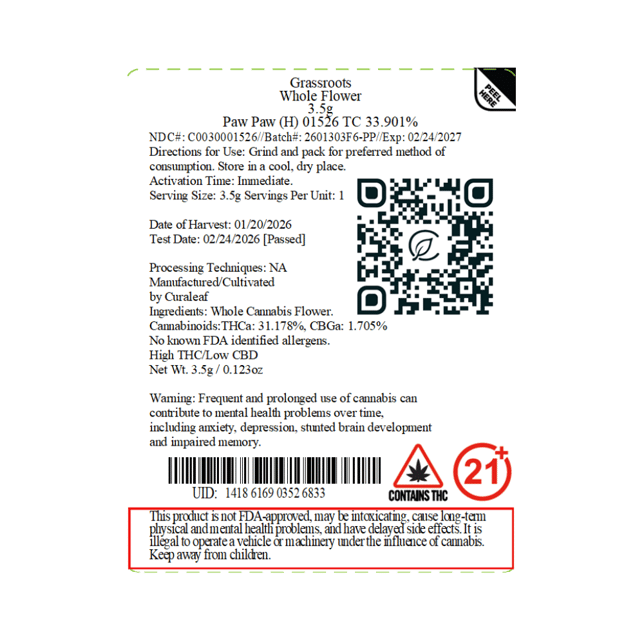 Grassroots - Paw Paw (H) Flower  C0030001526 - Image 5