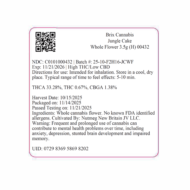 BRIX Cannabis - Jungle Cake (H) Flower  C0101000432 - Image 2